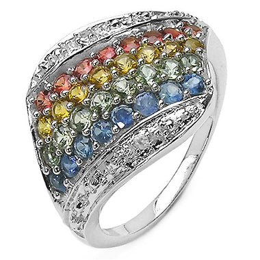 1.97 Carat Genuine Multi Stone .925 Sterling Silver Ring - 0