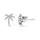 10K White Gold 1/10 Cttw Diamond  Encrusted Palm Tree Stud Earrings (H-I Color, I1-I2 Clarity)-3