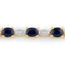 1.83 Carat Genuine Blue Sapphire and White Diamond .925 Sterling Silver Bracelet-2