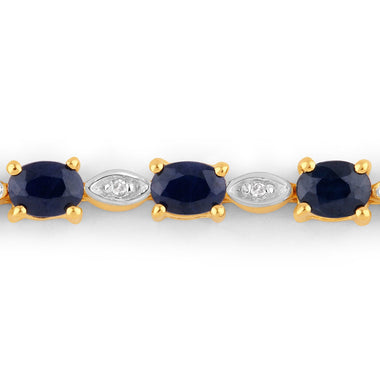 1.83 Carat Genuine Blue Sapphire and White Diamond .925 Sterling Silver Bracelet - 0