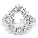 0.89 Carat Genuine White Diamond 14K White Gold Semi Mount Ring - holds 11x9mm Pear Gemstone-4