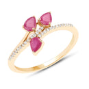 0.68 Carat Genuine Ruby and White Diamond 14K Yellow Gold Ring-1
