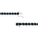 .925 Sterling Silver 1/10 Cttw Miracle-Set Treated Blue Color Diamond Miracle Plate "S" Link Tennis Bracelet (Blue Color, I2- I3 Clarity) - 7.25"-3