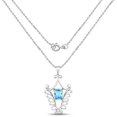 5.68 Carat Genuine Swiss Blue Topaz .925 Sterling Silver Pendant - 0