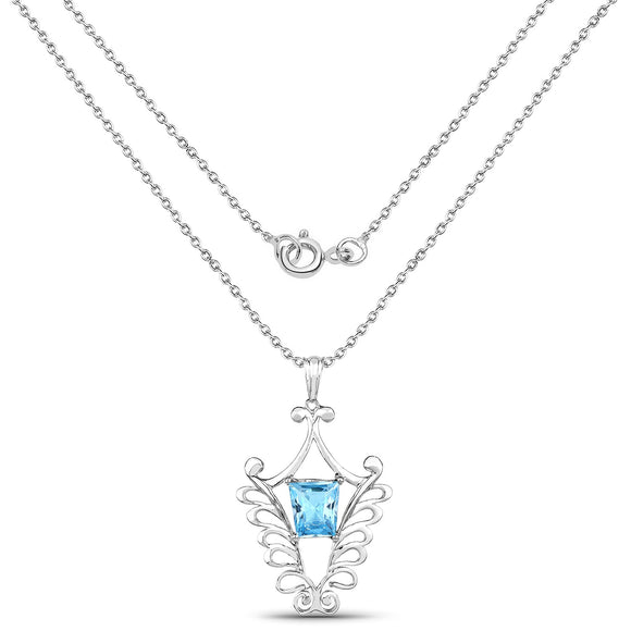 5.68 Carat Genuine Swiss Blue Topaz .925 Sterling Silver Pendant