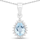 2.00 Carat Genuine Blue Topaz and White Topaz .925 Sterling Silver Jewelry Set-2