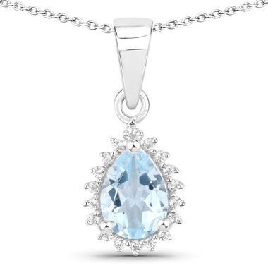 2.00 Carat Genuine Blue Topaz and White Topaz .925 Sterling Silver Jewelry Set - 0