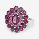 6.19 Carat Genuine Rhodolite and White Topaz .925 Sterling Silver Ring-4