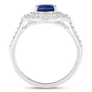 1.96 Carat Genuine Blue Sapphire and White Diamond 18K White Gold Ring-2