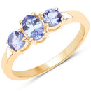 18K Yellow Gold Plated 0.90 Carat Genuine Tanzanite .925 Sterling Silver Ring-1