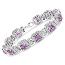 .925 Sterling Silver 7x7 mm Cushion Cut Purple Amethyst and 1/10 cttw Round Cut Diamond Square Shape Tennis Bracelet (I-J Color, I1-I2 Clarity) - 7"-2