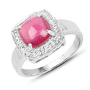 3.31 Carat Glass Filled Ruby and White Topaz .925 Sterling Silver Ring-1