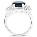 5.11 Carat Genuine London Blue Topaz and White Diamond .925 Sterling Silver Ring-2