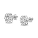 14K White Gold 3 cttw Prong Set Round-Cut Diamond Floral Cluster Stud Earring (I-J Color, SI1-SI2 Clarity)-4