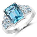 4.39 Carat Genuine London Blue Topaz and Swiss Blue Topaz .925 Sterling Silver Ring-1