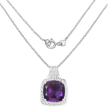 5.85 Carat Genuine Amethyst .925 Sterling Silver Pendant - 0