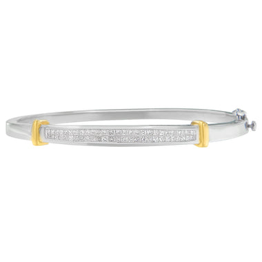 14K Two-Toned Gold Princess Cut Diamond Fashion Bangle (1 cttw, H-I Color, SI1-SI2 Clarity)