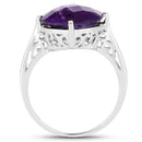5.60 Carat Genuine Amethyst .925 Sterling Silver Ring-2
