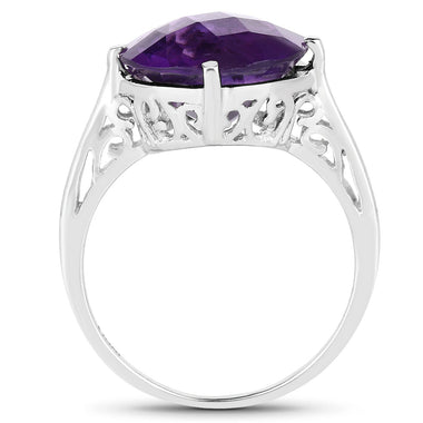 5.60 Carat Genuine Amethyst .925 Sterling Silver Ring - 0