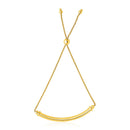 14k Yellow Gold Lariat Bracelet with Polished Curved Bar-2