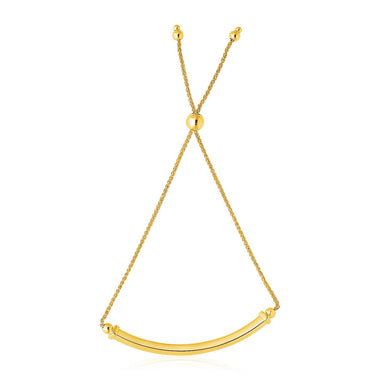 14k Yellow Gold Lariat Bracelet with Polished Curved Bar - 0