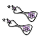 6.31 Carat Genuine Amethyst & Black Spinel .925 Sterling Silver Earrings-4