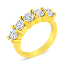 14K Yellow Gold Plated .925 Sterling Silver 2.0 Cttw Shared Prong Set Diamond 5 Stone Wedding Band Ring (J-K Color, I1-I2 Clarity) - Size 7-3