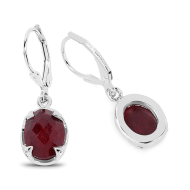 6.90 Carat Dyed Ruby .925 Sterling Silver Earrings - 0