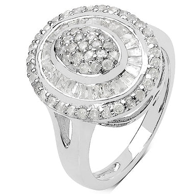 1.08 Carat Genuine White Diamond .925 Sterling Silver Ring - 0