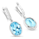 15.13 Carat Genuine Blue Topaz and White Diamond .925 Sterling Silver Earrings-2