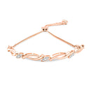 14K Rose Gold Plated .925 Sterling Silver 1/10 Cttw Diamond Alternating Swirl link Bolo Bracelet (I-J Color, I2-I3 Clarity) - 6" to 9" Adjustable-2