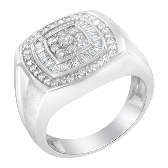14K White Gold Men's 1 CTTW Diamond Band Ring