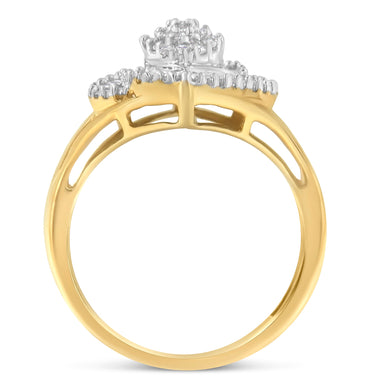 10K Yellow Gold Diamond Cocktail Ring (1/2 Cttw, J-K Color, I2-I3 Clarity) - Size 6-1/2 - 0