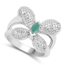 0.21 Carat Genuine Emerald .925 Sterling Silver Ring-2