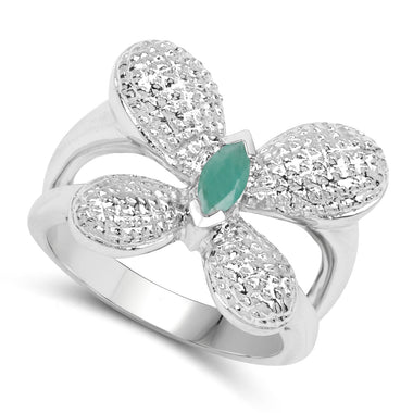 0.21 Carat Genuine Emerald .925 Sterling Silver Ring - 0