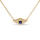 10K Yellow Gold Blue Sapphire and Diamond Accented Evil Eye 18" Inch Pendant Necklace (H-I Color, I1-I2 Clarity)-2