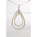 14K Two-Tone Gold Round Cut Diamond Double Burst Pendant Necklace (1.00 cttw, H-I Color, SI2-I1 Clarity)-4