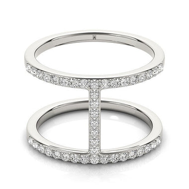 14k White Gold Dual Band Bridge Style Diamond Ring (3/8 cttw) - 0