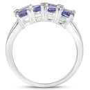 2.07 Carat Genuine Tanzanite and White Diamond .925 Sterling Silver Ring-2