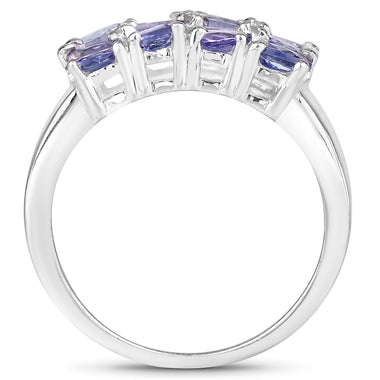 2.07 Carat Genuine Tanzanite and White Diamond .925 Sterling Silver Ring - 0