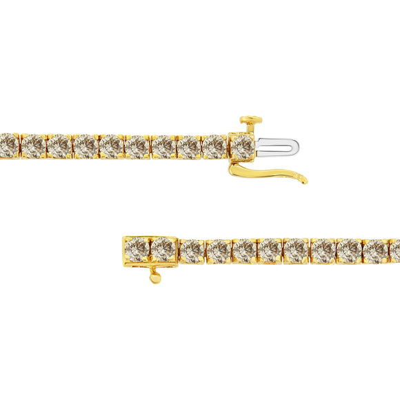 14K Yellow Gold Plated .925 Sterling Silver 8.0 Cttw Diamond Classic Link Tennis Bracelet (K-L Color, I2-I3 Clarity) - 7-1/4"