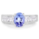 2.13 Carat Genuine Tanzanite & White Topaz .925 Sterling Silver Ring-3