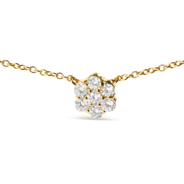 14K Yellow Gold 2.00 Cttw Diamond  Cluster 18" Station Necklace (I-J Color, I1-I2 Clarity) - 0