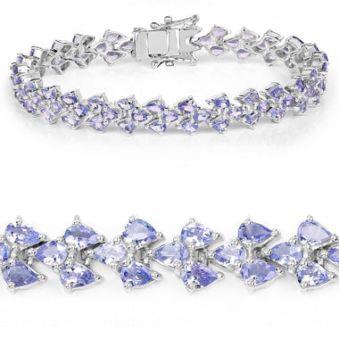 12.04 Carat Genuine Tanzanite .925 Sterling Silver Bracelet - 0
