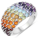 4.16 Carat Genuine Multi Stones .925 Sterling Silver Ring-1