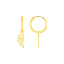 14K Yellow Gold Hoop Earrings with Angel Wings-2