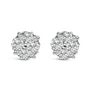 .925 Sterling Silver 1/2 cttw Prong Set Round-Cut Diamond Cluster Stud Earring (I-J Color, I2-I3 Clarity)-58