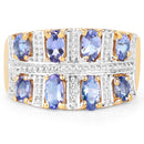 14K Yellow Gold Plated 1.68 Carat Genuine Tanzanite .925 Sterling Silver Ring-3