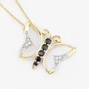 0.56 Carat Genuine Blue Sapphire and White Zircon .925 Sterling Silver Necklace-4