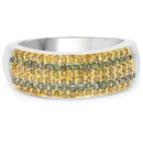 0.43 Carat Genuine Green Diamond and Yellow Diamond .925 Sterling Silver Ring-3